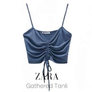 Zara gathered tank in dusty blue (S)
